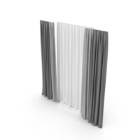 Gray Curtains with Tulle PNG & PSD Images