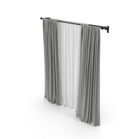 Gray Curtains with Tulle PNG & PSD Images