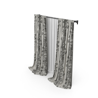 Gray Decorative Curtains With Tulle PNG & PSD Images