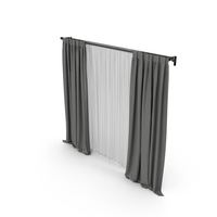 Gray Curtains with White Tulle PNG & PSD Images