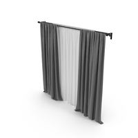 Gray Curtains With White Tulle PNG & PSD Images