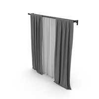 Gray Curtains with White Tulle PNG & PSD Images