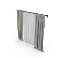 Light Grey Curtains With White Tulle On A Bar PNG & PSD Images