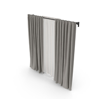 Straight Grey Curtains With White Tulle PNG & PSD Images