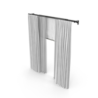 Straight White Curtains With Roman And Tulle On Bars PNG & PSD Images