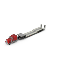 Truck and Double Drop Lowboy Tri Axle Trailer PNG & PSD Images