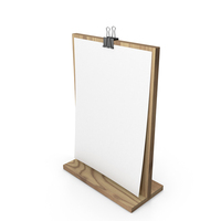Wooden Menu Holder With White Sheet PNG & PSD Images