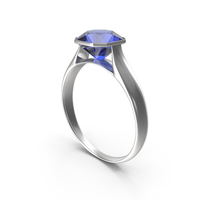 Asscher Cut Blue Sapphire Silver Ring PNG & PSD Images