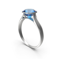 Asscher Cut Blue Topaz Silver Ring PNG & PSD Images
