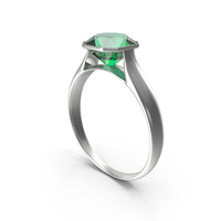 Asscher Cut Emerald Silver Ring PNG & PSD Images