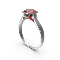 Asscher Cut Ruby Silver Ring PNG & PSD Images