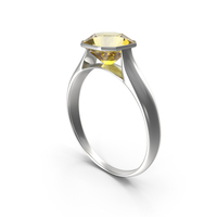 Asscher Cut Yellow Sapphire Silver Ring PNG & PSD Images
