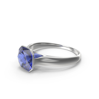Asscher Cut Blue Sapphire Silver Ring PNG & PSD Images