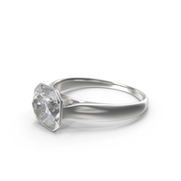 Asscher Cut Diamond Silver Ring PNG & PSD Images