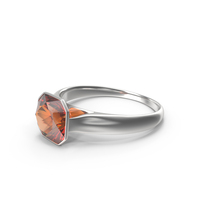 Asscher Cut Imperial Topaz Silver Ring PNG & PSD Images