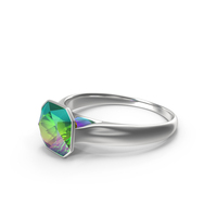 Asscher Cut Mystic Topaz Silver Ring PNG & PSD Images