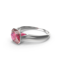 Asscher Cut Pink Topaz Silver Ring PNG & PSD Images