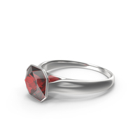 Asscher Cut Ruby Silver Ring PNG & PSD Images
