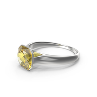Asscher Cut Yellow Sapphire Silver Ring PNG & PSD Images