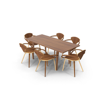 Norman Cherner Table and Arm Chair PNG & PSD Images