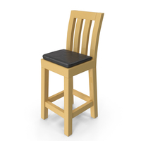 Bar Stool Brown Varnish Black Leather PNG & PSD Images