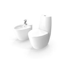 One Piece Wc Toilet And Bidet White PNG & PSD Images