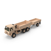 Oshkosh FMTV Dump Truck with Cargo Trailer M1082 Sand PNG & PSD Images
