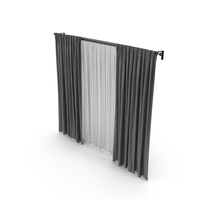 Gray Curtains With Tulle PNG & PSD Images