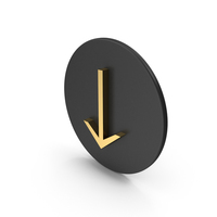 Gold Circular Down Arrow Icon PNG & PSD Images