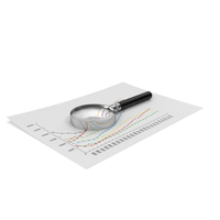 Magnifying Glass And Financial Report PNG & PSD Images