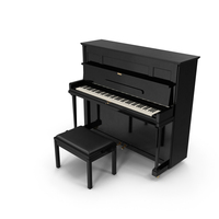 Upright Piano Black with Bench PNG & PSD Images