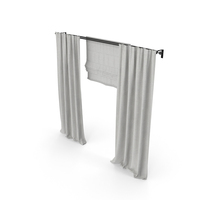 White Curtains with Roman Blinds PNG & PSD Images