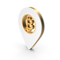 White & Gold Bitcoin Location Symbol PNG & PSD Images