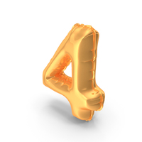 Gold Foil Balloon Number 4 PNG & PSD Images