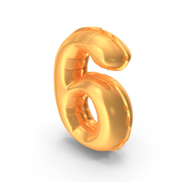 Gold Foil Balloon Number 6 PNG & PSD Images