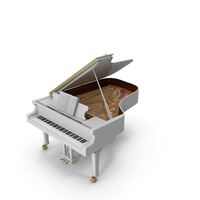Grand Piano White with Music Notes Book PNG & PSD Images