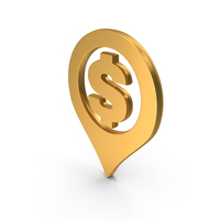 Golden Dollar Location Pin Symbol PNG & PSD Images