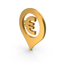 Golden Euro Location Pin Symbol PNG & PSD Images