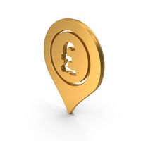 Gold Pound Location Pin Symbol PNG & PSD Images