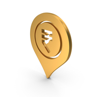 Gold Rupee Location Pin Symbol PNG & PSD Images