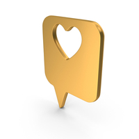 Gold Heart Chat Notification Symbol PNG & PSD Images