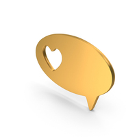 Golden Heart Speech Bubble Symbol PNG & PSD Images