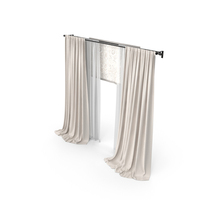 Wide Brown Curtains with Roman and Tulle PNG & PSD Images