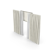 Wide Beige Curtains with Roman and Tulle PNG & PSD Images