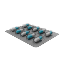 Tablets Blister with Light Blue and White Pills PNG & PSD Images
