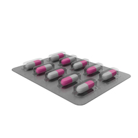 平板电脑水泡配粉红色和白色药丸PNG和PSD图像