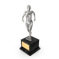 Silver Female Marathon Trophy With Black Base PNG & PSD Images