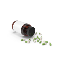Dark Glass Bottle With Gold and Silver Capsules PNG & PSD Images