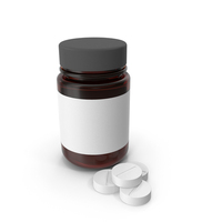 Dark Glass Bottle With Pills PNG & PSD Images