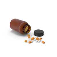Dark Glass Bottle With Silver Capsules PNG & PSD Images